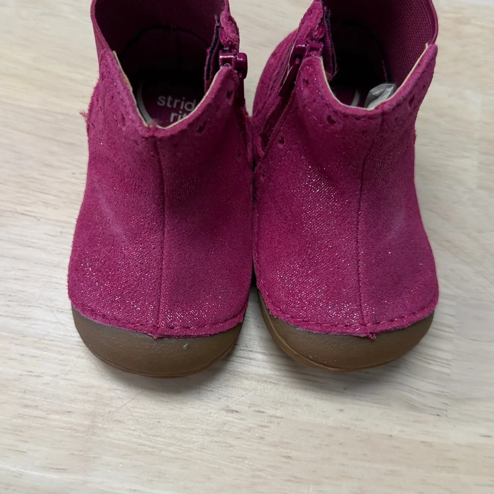 New! Stride Rite sparkly pink zip leather boots